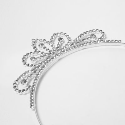 Girls silver tone embellished tiara